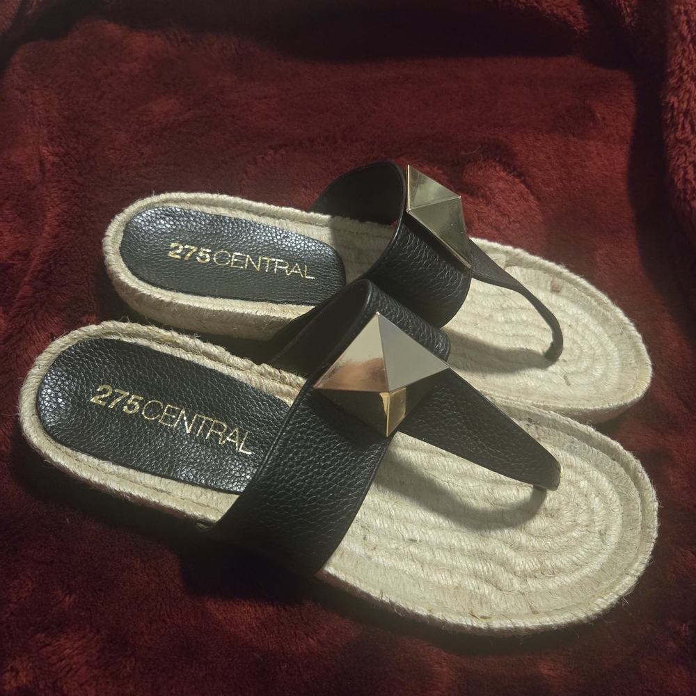 275 Central Black Espadrille Sandals - Picture 6 of 12